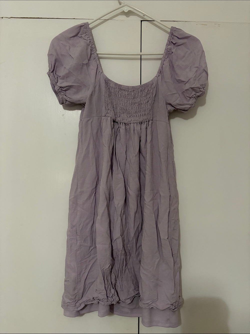 Lilac Puff-Sleeve Mini Dress with Scoop Neck - Picture 2 of 2